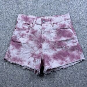 Signature Levi Strauss Women's Plus High Rise Shorts Pink Tie-Dye Sz 6